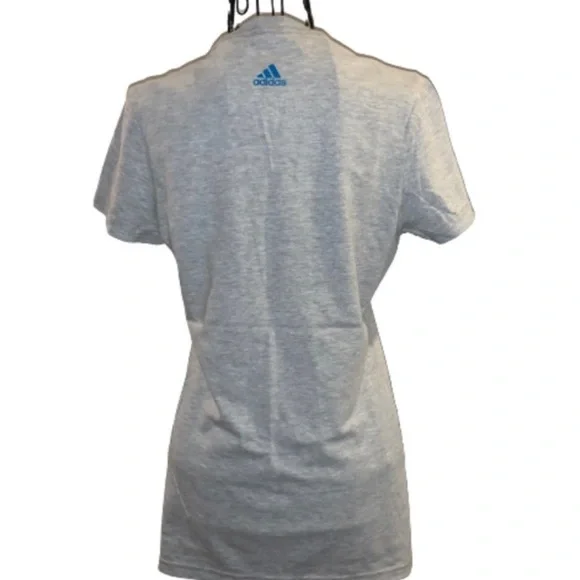 NWT Adidas Women’s Small Grey & Blue ‘Three Stripe Life’ Graphic T-Shirt - Picture 6 of 12
